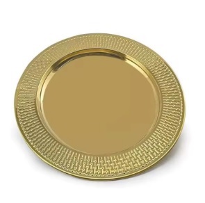 Luxury and Elegant Modern Design Embossed Charger <b>Plate</b> New Copper Plated Charging <b>Plate</b> in Round Shape High Quality Usage - Product Image 3