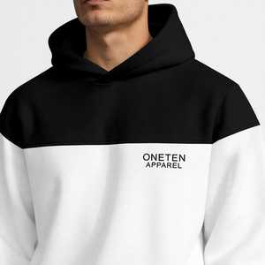 ONETEN APPAREL Conjunto Deportivo Informal de Otoño para Hombre, Sudadera con Capucha 2 en 1 Transpirable de Algodón Blanco y Negro, Pantalones Deportivos - Product Image 3