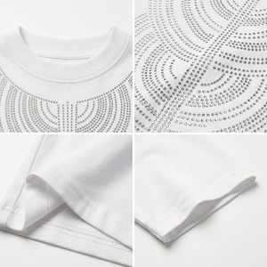 T-shirt Streetwear de Luxe Style Strass Oversize en Coton Décontracté Tendance Bling pour l'Été - Product Image 6