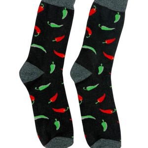 BNSB SPORTS Custom Men's Crew <b>Socks</b> <b>Black</b> Red Green Chili Pepper Print Digital Printing Breathable Knitted Summer Daily Wear - Product Image 4