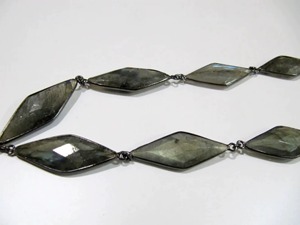 Chaîne connectrice en labradorite naturelle, forme marquise fantaisie, taille 14x34mm, découpe laser, briolette - Product Image 3