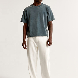 High Quality Acid Washed <b>Long</b> <b>T</b>-<b>Shirt</b> Custom Cotton Streetwear Oversized Vintage Washed Design Blank Pattern Men Casual Wear - Product Image 3
