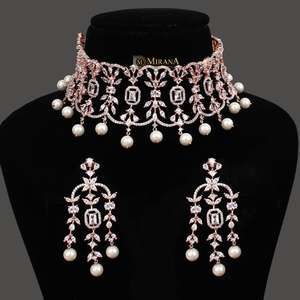CZ Octo Square Zircon Gold & Rhodium Plated Bridal Wedding Necklace/Earrings/Ring Set - Product Image 3