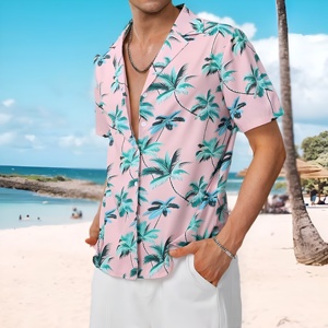 Chemise pour homme à logo personnalisé, motif floral hawaïen, sublimée, légère, 100% polyester, respirante, douce, anti-boulochage, séchage rapide, écologique - Product Image 5