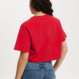 Camisetas 100% Algodón para Mujer, Estilo Oversize, Cuello Alto, Corte Recortado, Camisetas con Logotipo Personalizado, Estilo Holgado, Top Corto para Mujer - Product Image 3