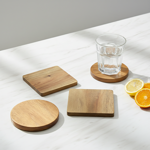Sous-verre en bois d'acacia du Jiangxi de haute qualité, design classique, écologique, isolant thermique, durable pour verres/tasses à café, option logo personnalisé - Product Image 4