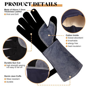 Gants de soudage en cuir ignifuges personnalisables avec logo et tailles, protection des mains, évacuation de l'humidité, absorption des chocs - Product Image 2