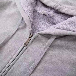 Sweat-shirt à capuche zippé ample et chaud pour homme, en polaire, couleur unie, en polyester/coton, pour l'automne et l'hiver - Product Image 6