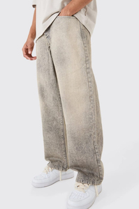 Pantalones vaqueros holgados de pierna ancha para hombre, de mezclilla oscuro lavado, casuales, de color liso, pantalones largos de mezclilla, vaqueros holgados para hombre - Product Image 3