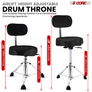 เก้าอี้กลอง 5 คอร์ รุ่น Music Drum Throne พร้อมพนักพิง เบาะรองนั่งหนา 4 นิ้ว ระบบยกลม ปรับระดับได้ 25 นิ้ว รับน้ำหนักได้ 441 ปอนด์ - Product Image 5