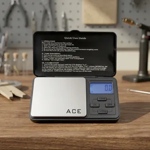 Báscula Digital de Bolsillo ACE 500g 0.01g con Pantalla LCD Retroiluminada, Portátil, de Plástico ABS, Funciona con Batería, para Medir Peso - Product Image 1