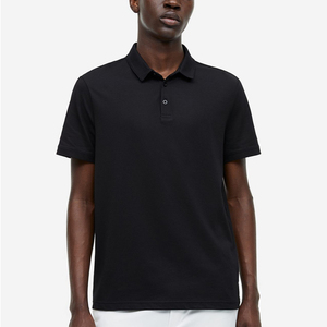 Polo noir personnalisé de haute qualité avec logo/Polo en coton épais brodé/Polo de sport pour homme et femme, vente en gros - Product Image 1