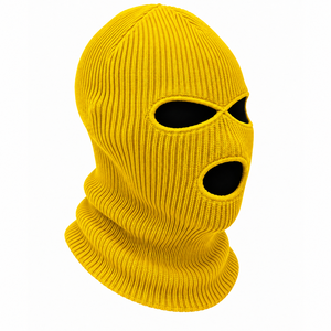 Yellow Knitted Balaclava Full Face Cover Winter <b>Warm</b> <b>Hat</b> Unisex Adult Outdoor 56-58CM Striped Style - Product Image 3