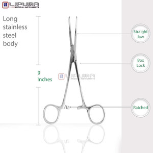 Pinzas de Kelly Manuales de Acero Inoxidable de Grado Quirúrgico, Rectas, de 9 Pulgadas, con Bloqueo, para Aplicaciones Médicas - Product Image 2