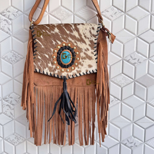 <b>Unique</b> Designer 2026 Suede Leather Fringe Handbag Western Hair On Hide Cross Body Gems Stone Women Sling <b>Unique</b> Designer Purse - Product Image 1