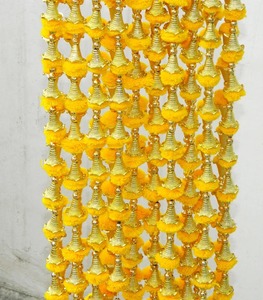 <b>Gold</b> Traditional Pom Pom Bell Garland Handcrafted Wall Hanging Wedding Diwali Party Entryway Housewarming Festival Decor - Product Image 1