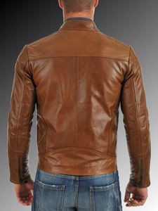 Veste en cuir pour homme, col montant, veste en cuir de moto personnalisée, veste en cuir d'agneau véritable, nouveaux prix abordables - Product Image 2