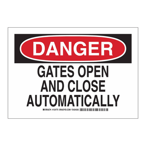Panneau d'avertissement de portail automatique Brady DANGER 7x10 pouces, imprimé UV sur panneau PC pour entrées industrielles - Product Image 3