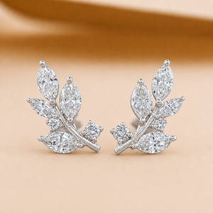 Pendientes de Plata de Ley 925 con Diamantes de Corte Marquesa y Moissanita en Forma de Hoja para Mujer, Joyería de Moda para Compromiso y Boda - Product Image 1