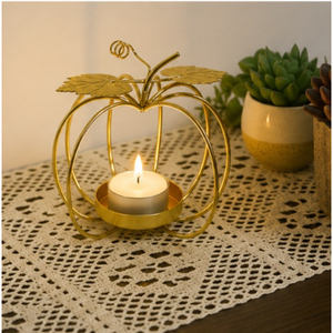 Portavelas de Lujo al por Mayor de Metal Dorado con Forma de Calabaza para Velas de Té, Centro de Mesa de Halloween, Elegante Centro de Mesa de Hierro para el Hogar con Temática de Cosecha Otoñal - Product Image 2