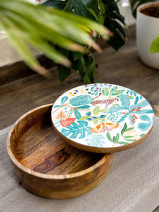 Bol de service RoyalNest en bois émaillé imprimé – Vaisselle artisanale de luxe pour fruits, collations, desserts et décoration intérieure - Product Image 3