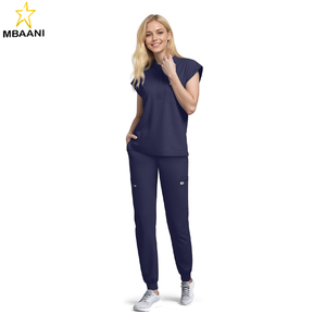 ชุดสครับสำหรับผู้หญิง ชุดยูนิฟอร์มพยาบาล เสื้อสครับกันยับ กางเกงจ็อกเกอร์ 11 กระเป๋า ผ้าสี่ทิศทางยืดได้ ชุดทำงาน - Product Image 5