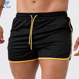 Blue <b>Tech</b> Men's Black Sport <b>Shorts</b> With Yellow Trim Quick Dry Elastic Waist Athletic Fitness Workout Wear OEM Services - Product Image 1