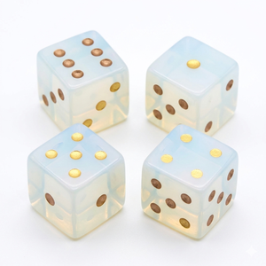 Stone Opalite D6 <b>Dice</b> Cube Natural Gemstone Crystal Stone D6 <b>Dice</b> Engraved Stone Custom <b>Dice</b> <b>Sets</b> - Product Image 1