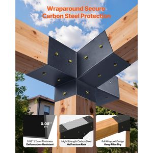 Kit Pergola con Staffa Inclinata 4x4 Pollici, Palo in Acciaio al Carbonio con Travi in Legno 3.5x3.5 Pollici per Tettoie, Gazebo e Pergole - Product Image 4