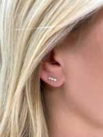 Pendientes de barra con 3 diamantes de 0.20ct, corte brillante, chapados en oro de 14K, cierre a presión, diamantes cultivados en laboratorio, corte delicado, joyería minimalista.