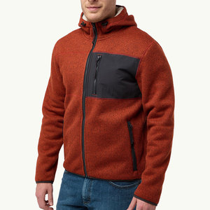 Chaqueta de lana con capucha para hombre, color rojo óxido, con forro grueso de sherpa, con cremallera, para invierno - Product Image 5