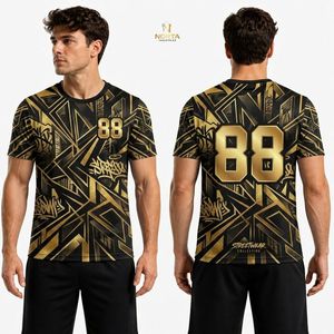 เสื้อยืดกีฬาแขนสั้นผู้ชาย ลายเส้นเฉียง พิมพ์ลายกราฟิกหมายเลข 88 ผ้าโพลีเอสเตอร์ พิมพ์ลายแบบซับลิเมชั่น เสื้อผ้ากีฬา - Product Image 3