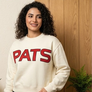 Women's <b>Pink</b> PATS Letter Custom Fraternity Game Day Mock Neck <b>Sweatshirt</b> With Gingham Embroidered Logo College University Greek - Product Image 4