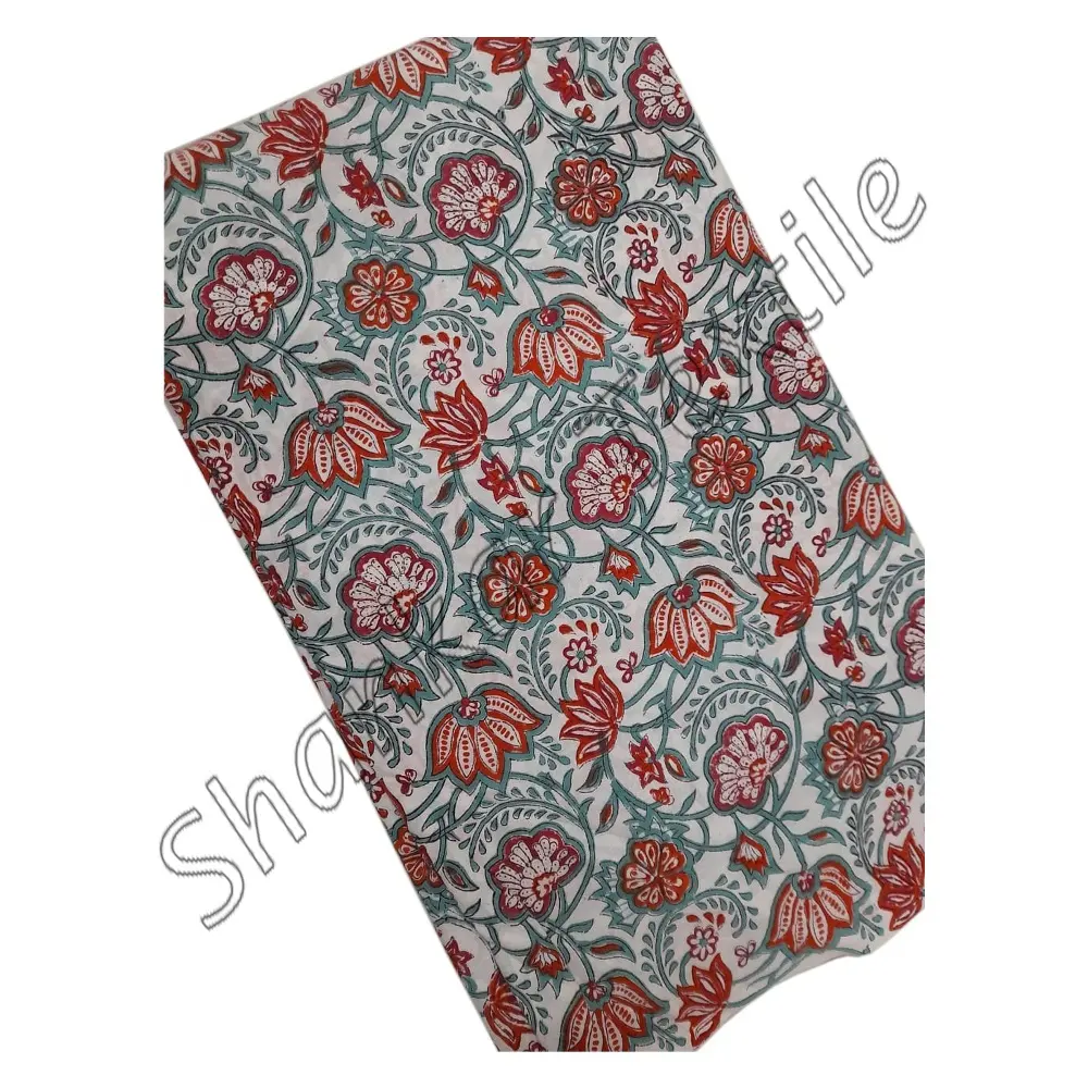 MSCF081 Cotton Hand-Block Printed Stone Wash Pattern Beautiful Fabric Print / Ladies Garments & Home Textile Use Fabric Clothing