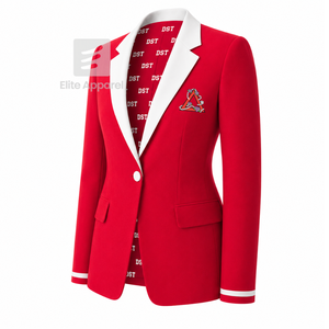 Delta Sigma personnalisé |   Blazer de la sororité Theta avec logo brodé rouge et blanc, doublure en polyester avec logo imprimé répété pour femme - Product Image 2