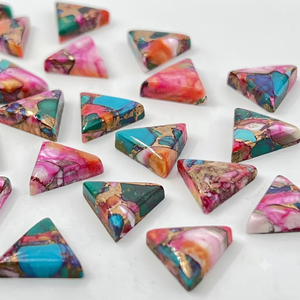 Cabochon triangulaire en dahlia violet épineux et turquoise cuivrée, pierre précieuse en vrac pour la fabrication de bijoux - Product Image 2
