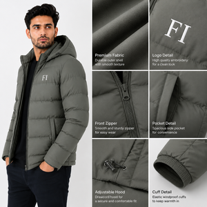 Chaqueta de Moda de Invierno, Chaqueta Informal Acolchada para Hombre, Ropa de Abrigo para Exteriores, Proveedor OEM de Ropa al por Mayor, Abrigo Personalizado Resistente al Viento - Product Image 5