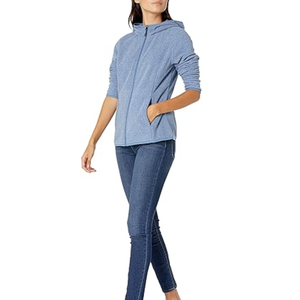 Sudadera con Capucha y Cierre de Cremallera, Cuello en V, Transpirable, Antipilling, para Invierno, con Logotipo Personalizado, Color Liso, de Poliéster, para Mujer - Product Image 2