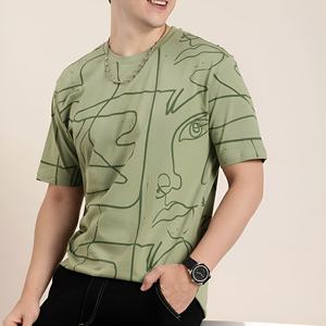 T-shirt pour homme à imprimé graphique, streetwear décontracté, manches courtes, coton, motif abstrait, tendance estivale, haut pour homme - Product Image 3