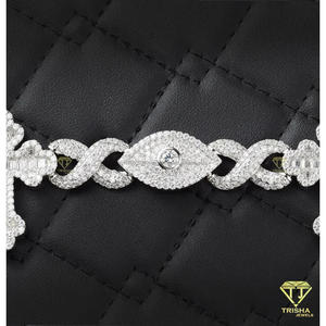 Luxury Infinity Link Bracelet With Flooded Moissanite Diamond Setting And Pear Cut Accent Stones Fashion Jewelry Piece - Product Image 5
