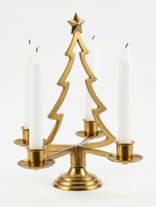 Candelabro de Mesa Metálico Hind Craft Living Golden Hecho a Mano con Portavelas para Árbol de Navidad y Adorno de Estrella para Decoración - Product Image 4