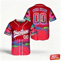 Maillot de baseball personnalisé à impression intégrale, unisexe, manches courtes, nom et numéro personnalisés, sublimation, polyester, fermeture à boutons