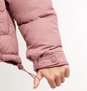 <b>Pink</b> Puffer Jacket Stand Collar Zipper Closure Casual Winter Windproof Thick Polyester Wadding Short Length Regular Fit - Product Image 5