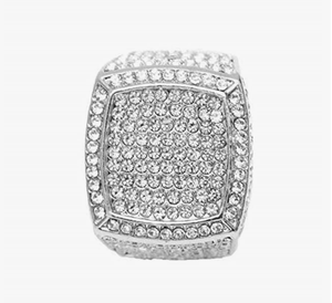 Luxury Geometric Cocktail <b>Ring</b> 925 Silver Rhodium Plated <b>Crystal</b> Pave Setting Unisex Everyday Wear - Product Image 2