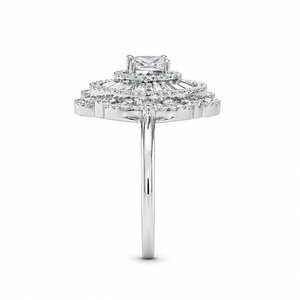 ELVORA GEMS アールデコフラワー カクテルリング ダイヤモンド パヴェセッティング ロジウムメッキ 925 シルバー レディース エンゲージメントジュエリー ヴィンテージ - Product Image 4