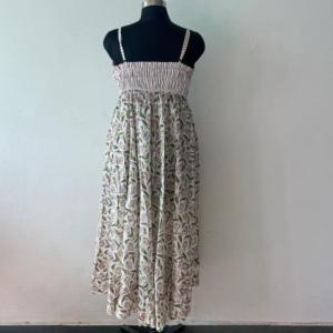 Women Floral Woven Cotton Midi Dress with Ruffles Smocked Bodice <b>Spaghetti</b> <b>Strap</b> Sleeveless Summer Resort Wear - Product Image 4