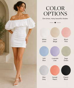 เดรสสั้นผ้าฝ้ายสีขาวแบบเปิดไหล่ แต่งระบาย สำหรับผู้หญิง ใส่เที่ยวทะเล ลำลอง ปาร์ตี้ ไซส์ XXS - Product Image 3