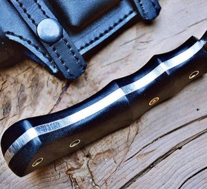 Handmade Hunting Tracker Knife with Straight Back Blade in Damascus Steel Walnut Wooden Handle Leather Sheath 10 Overall Length - Product Image 2