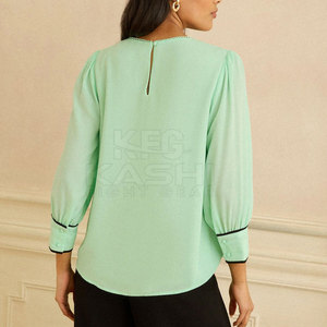 Blusa de Mujer Moderna, a la Moda, con Diseño de Tendencia, Estampado Sólido, Corta por Delante, de Tela Suave, Ajuste Cómodo para el Trabajo, Uso Diario Informal - Product Image 5