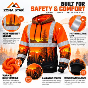 Großhandel Hi-Vis Arbeitskleidung Hoodie Maßgefertigter Reflektierender Sicherheits-Sweatshirt Wärmeübertragung Blumendruck Unisex Polyester CE-Zertifiziert - Product Image 2
